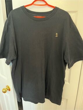 Drake Black Short Sleeve Tee with Small Gold Owl Logo